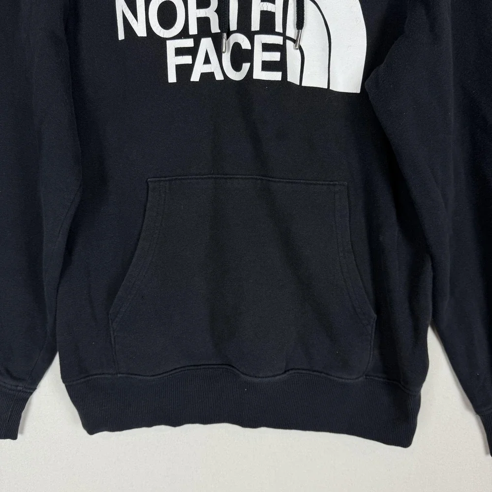 The North Face Hoodie Mens Small Black Pullover Fleece Big Logo‎ Kangaroo